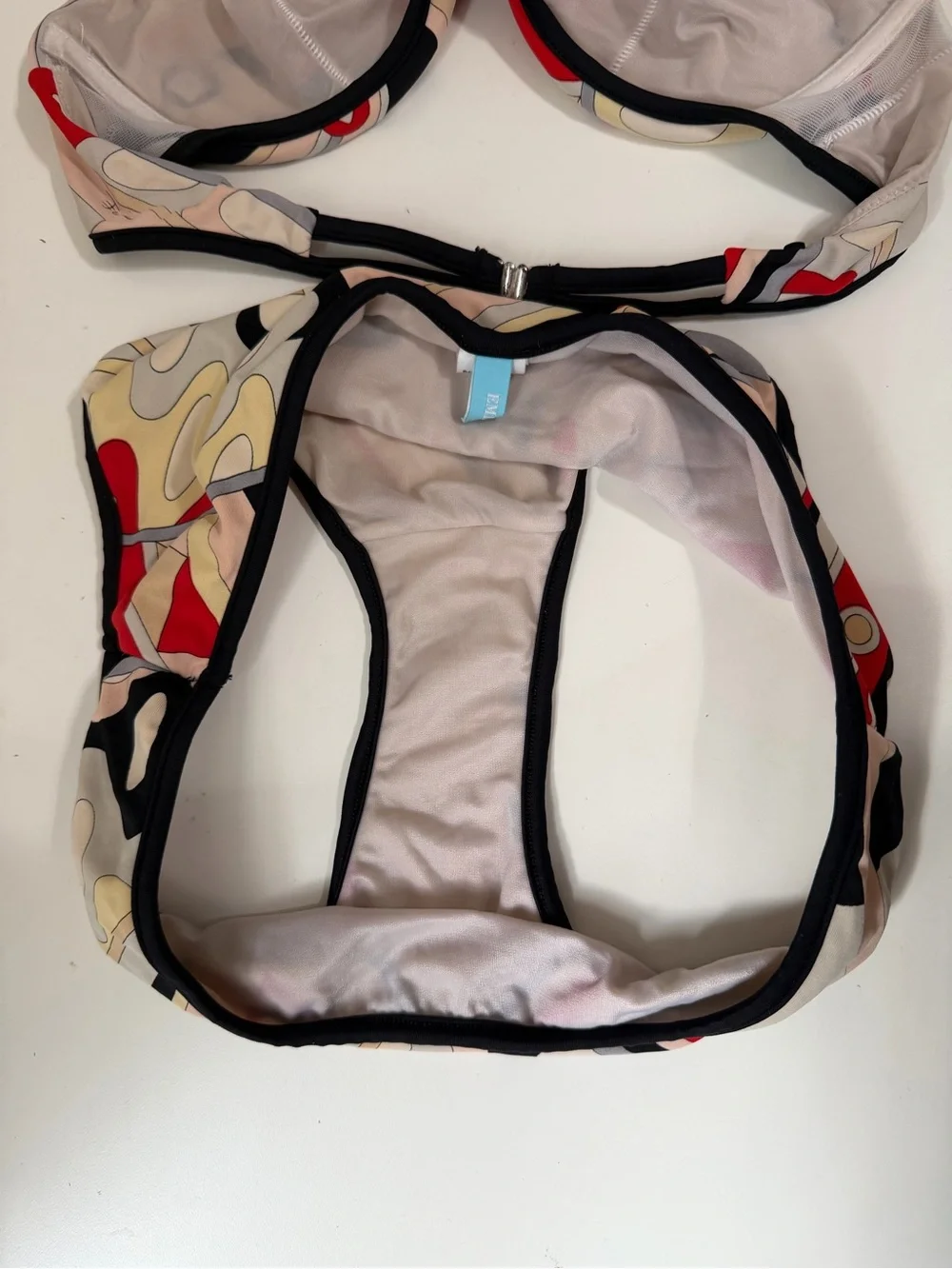 Emilio Pucci Bikini Set Size 44 IT US 8 Signature Print Halter Made In Italy